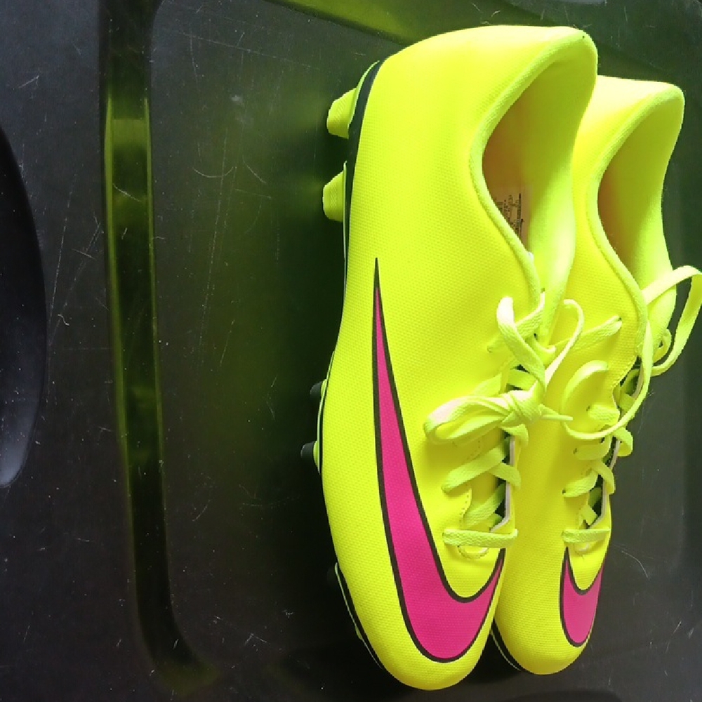 Nike Bright Yellow Soccer Cleats with Pink Accent